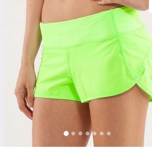 Bright green lululemon speed shorts
